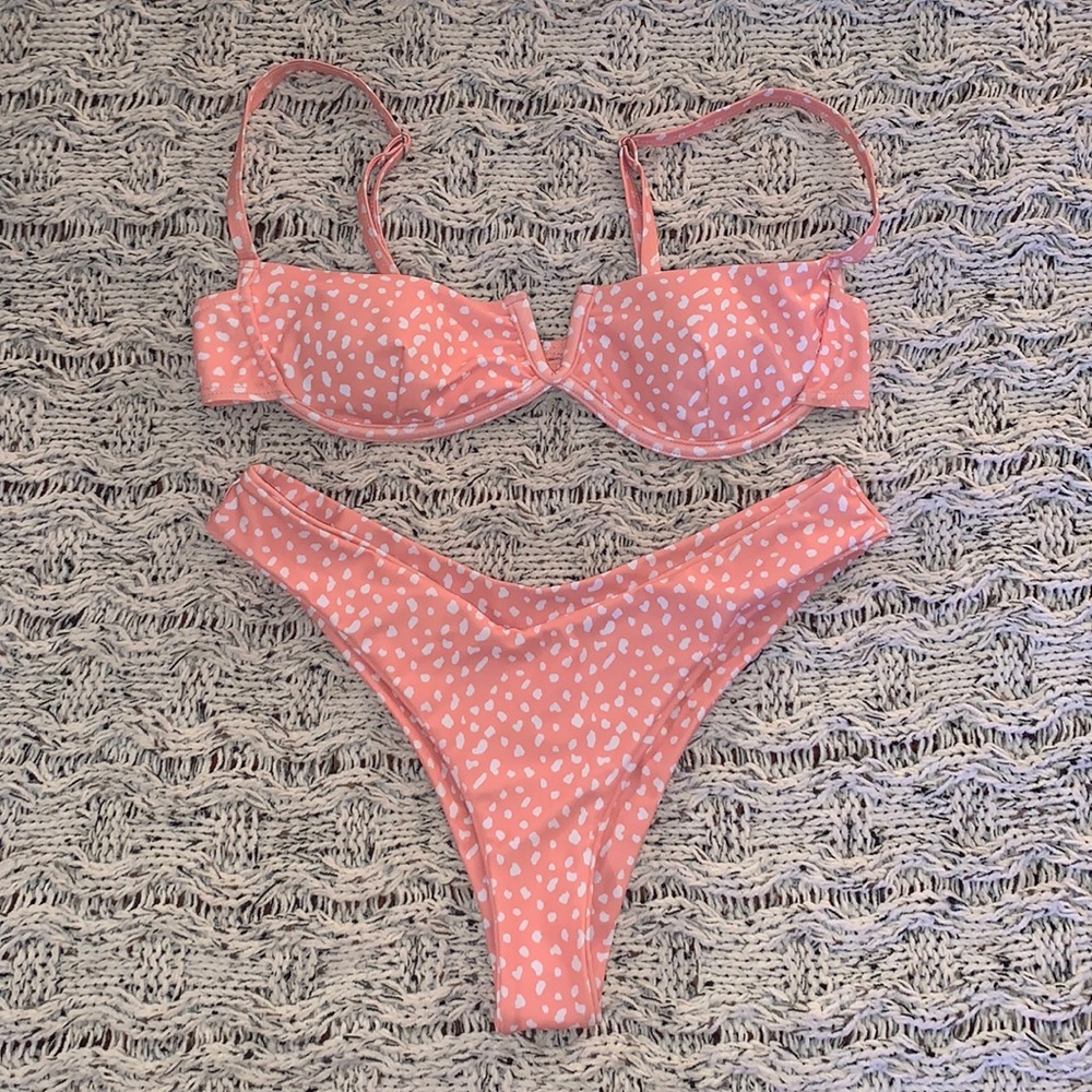 Pink polka dot bikini